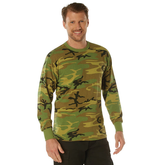 Rothco Long Sleeve Vintage T-Shirt - Woodland Camo - small