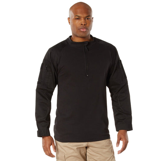 Rothco 1/4 Zip Military Fire Retardant NYCO Combat Shirt - Black